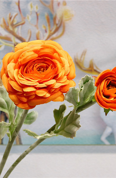 silk orange ranunculus flowers